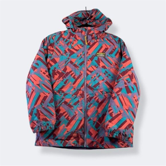 L.L. Bean Teens Abstract Patterned Printed Removable Fleece Jacket Size L 14-16 - Picture 1 of 16